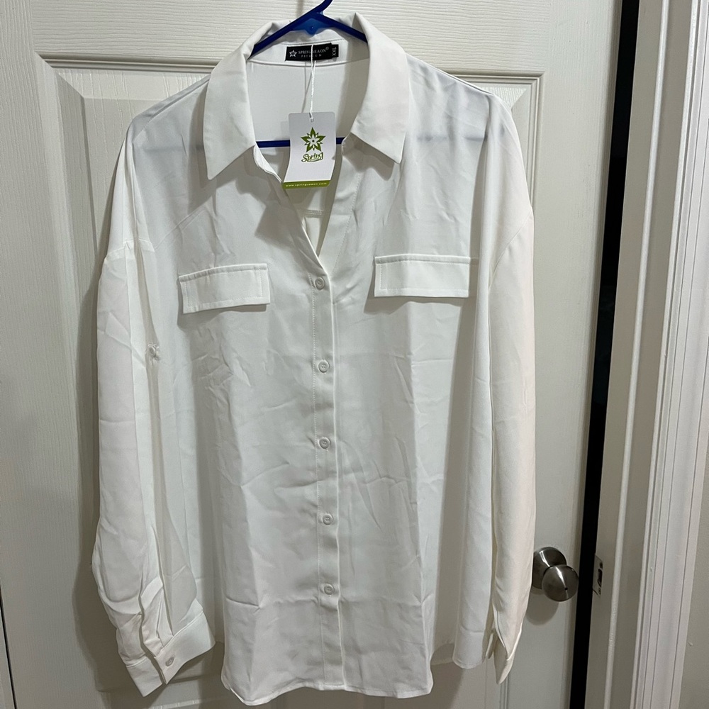 Women's White Button Down Shirt